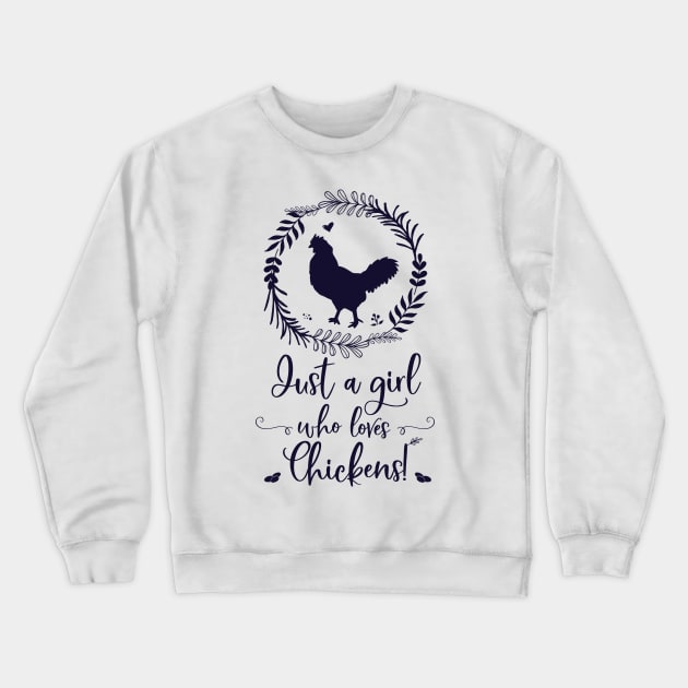 Just A Girl Who Loves Chickens Silhouette Crewneck Sweatshirt by brodyquixote